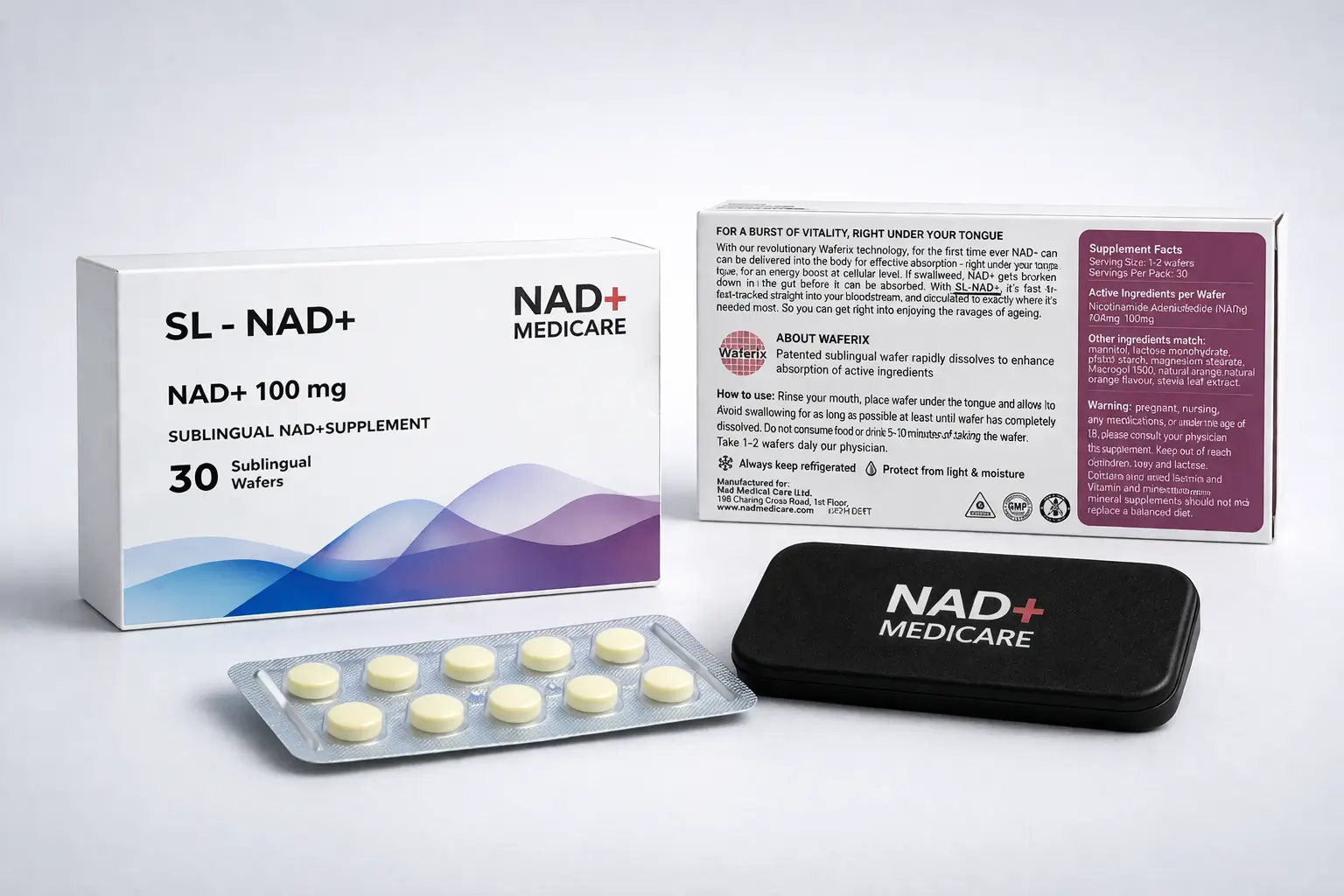 SL – NAD+ Supplement 100mg (30 Sublingual Wafers)